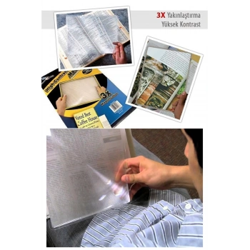 3 Kat Optik Yakınlaştıran Yüksek Kontrastlı Kitap Okuma Büyüteci
