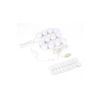 10 Ledli Makyaj Aynası Işığı  Ayarlanabilir Parlaklık 3 Renk Beyaz   Gün Işığı  Sarı Işık
