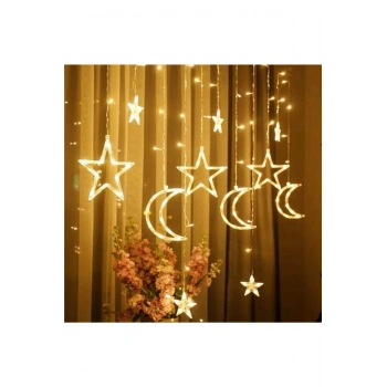 Tsrmx Ay Yıldız Saçak Perde Led 5 Fişli Fonksiyonlu Star Collection 997516