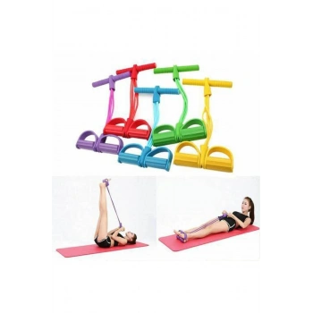 Body Trimmer Mekik Çekme Aleti Evde Spor Egzersiz Lastiği 4 Tüplü