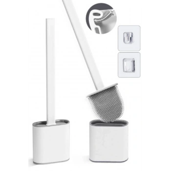 Plüton Design Tuvalet Fırçası Beyaz Klozet Fırçası Esnek Bükülebilir Silikon Küvet Temizleme Fırça