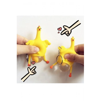 Squishy Yumurtlayan Tavuk Anahtarlık 2 Adet Çanta Ve Cüzdan Süsü Hediyelik