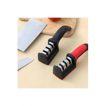 3 Aşamalı Bıçak Bileme Keskinleme Aparatı Bileyici Kırmızı