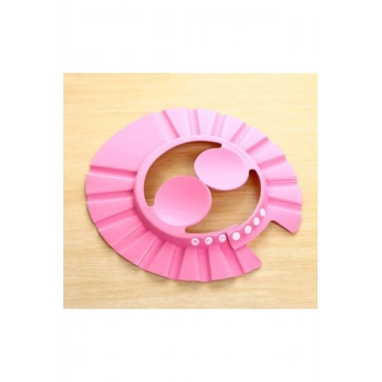 Bebek Banyo Şapkası Düğmeli Kulaklıklı Pembe