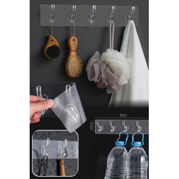 Banyo Askısı 6 Lı Şeffaf Kendinden Yapışkanlı