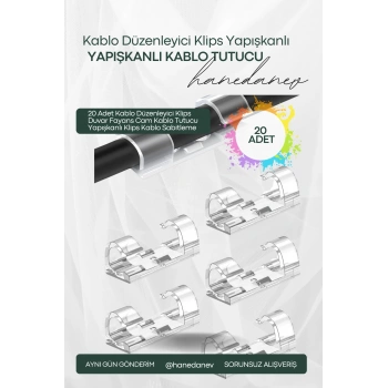 Kablo Sabitleyici, Tutucu Ve Düzenleyici Klips 20 Adet