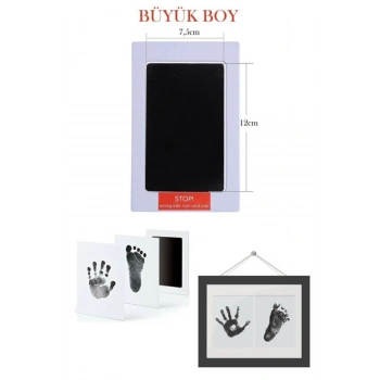 Bebek El Ve Ayak Izi Büyük Boy Anı Seti Mürekkepsiz Temassız Baskı Kiti Siyah Renk