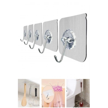 Aveo 8 Adet Yapışkanlı Şeffaf Askılık-güçlü Yapışkanlı Duvar ,kapı Arkası,mutfak,banyo Askısı