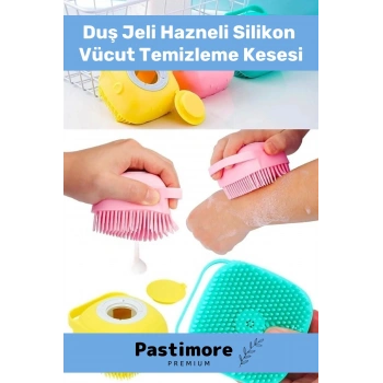 Duş Jeli Hazneli Silikon Fırça Kese Çok Amaçlı Vücut Temizleme Kesesi Banyo Lifi