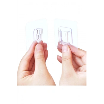 Aveo 1 Set Kızaklı Eşya Sabitleme Askısı Şeffaf Çift Taraflı Yapışkanlı Geçmeli Klips
