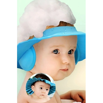 Bebek Banyo Şapkası Düğmeli Kulaklıklı Bebek Yıkama Şapkası Bebek Duş Şapkası Şampuan Siperi