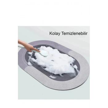 Su Emici Paspas Şık Tasarım Abdest Paspası Kaymaz Taban Diyatom 40*60 Cm Oval Paspas