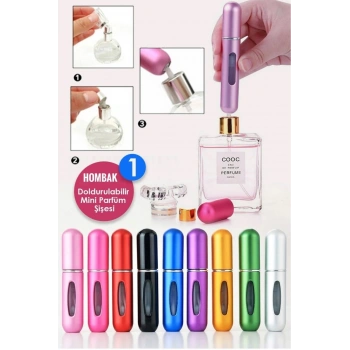 1Adet Taşınabilir Mini Doldurmalı Parfüm Şisesi Cep Parfümü Seyahat Tipi Çanta İçi 5 ml