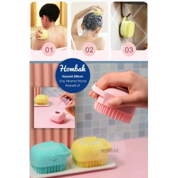 Şampuan Hazneli Banyo Lifi Banyo Kesesi Sırt Kesesi Hazneli Silikon Kese Lif