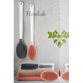 Silikon Masajlı Uzun Saplı Vücut Ve Masaj Fırçası Banyo Sırt Kesesi