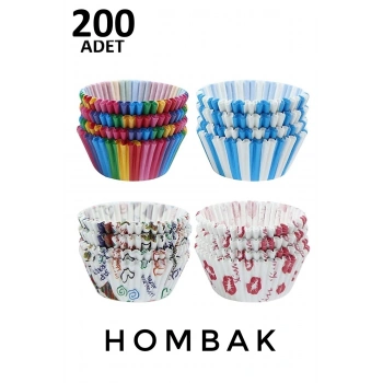 200 Adet Muffin Cupcake Kağıdı, Renkli Kağıt Muffin Kek Kalıbı