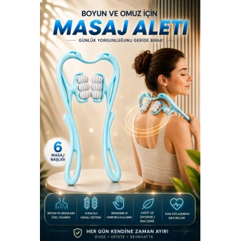 6 Tekerlekli Boyun Masaj Aleti Mavi