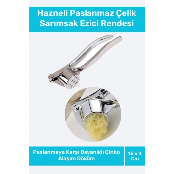 Yeni Sezon Dayanıklı Mutfak Yuvarlak Şekil Pres Hazneli Paslanmaz Çelik Sarımsak Ezici Rendesi