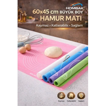 Pratik Büyük Boy Silikon Hamur Açma Ve Yoğurma Matı 60 X 45 Cm