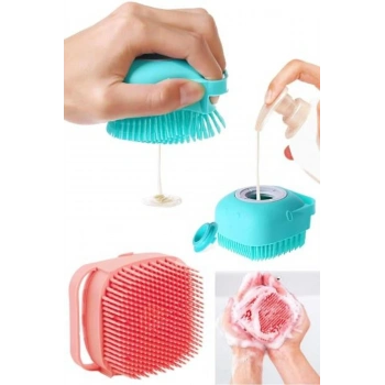 Duş Jeli Hazneli Silikon Fırça Kese Çok Amaçlı Vücut Temizleme Kesesi Peeling Banyo Lifi Bulaşık