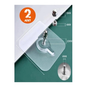 2li Set Süper Güçlü Kendinden Yapışkanlı Raf Çerçeve Tutucu Vidalı Kanca Askı