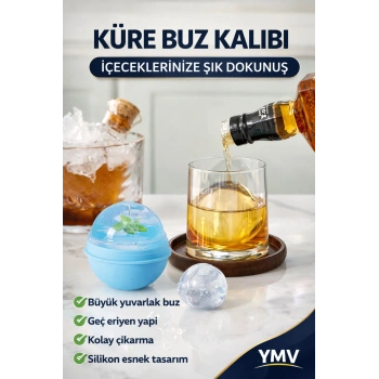 Yuvarlak Küre Buz Kalıbı Viski Kola Kahve Buz Kalıbı Bar Küre Hediyelik Şekilli Buz Kalıbı