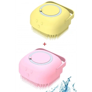 2 Adet Silikon Banyo Duş Jeli Kesesi Hazneli Şampuan Peeling Vücut Masaj Fırçası Banyo Lifi Bulaşık