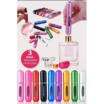 3 Adet Taşınabilir Mini Doldurmalı Parfüm Şisesi Cep Parfümü Seyahat Tipi Çanta Içi 5ml