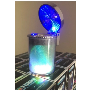 Üniversal 7 Renkli RGB Led Işıklı Lüx Oto Küllük Kapaklı Spor Araç İçi Küllük Araba Küllüğü