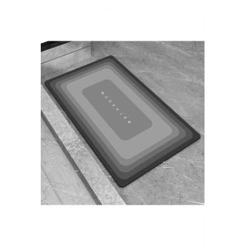 Gri Kare Sihirli Su Emici Banyo Paspası Kaymaz Tabanlı Abdest Paspası 3,5 Mm 40x60