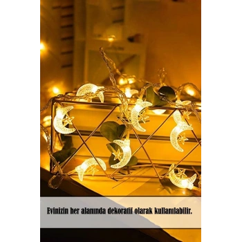 Kablolu Ay Yıldız Şekilli Günışığı Renk Elektrikli Led Işık 5 Mt