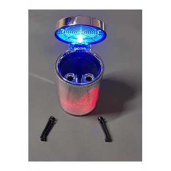 Universal 7 Renkli RGB Led Işıklı Lüx Oto Küllük Kapaklı Spor Araç İçi Küllük Araba Küllüğü