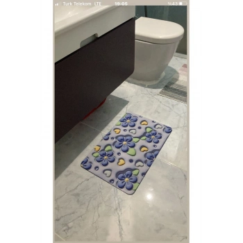 Banyo Paspası, Kauçuk Taban Kaymaz Zemin Matı Duş Halısı, Otel/mutfak Dikdörtgen 3D  60X40 CM