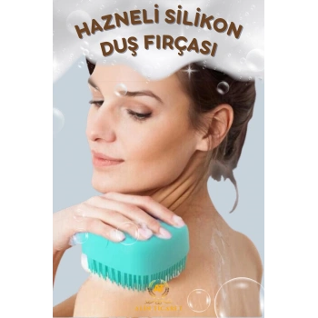 Şampuan Hazneli Silikon Peeling Duş Fırçası Yeşil