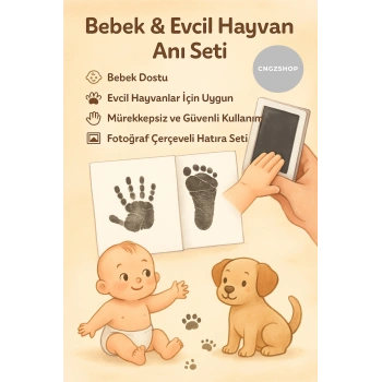 Bebek & Evcil Hayvan El Ayak Pati Izi Anı Albüm Baskı Seti Mürekkepsiz Bebek Siyah Kit