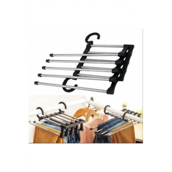 Hareketli Dolap İçi Pantolon Kravat Şal Askı Sistemi Düzenleyici Katmanlı Askılık Organizer (4262)