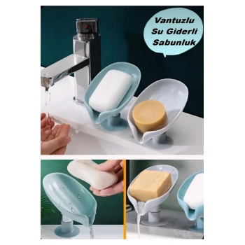 Pratik Vantuzlu Su Giderli Sabunluk | Su Tutmaz Katı Banyo Sabun Tutucu Kaymaz Sabunluk 1 Adet