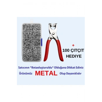 Metal El Pensesi, Saklama Kutusu ve Metalik 100 Çıt Çıt Hediyeli, Gömlek ve Bebe Çıtçıt Montaj Seti