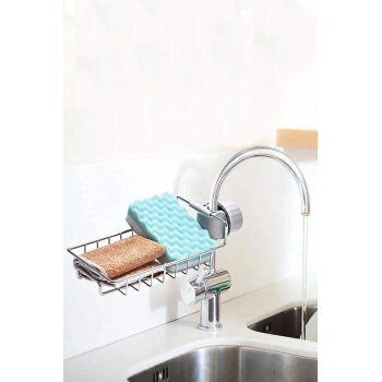 Mutfak Lavabo Ayarlı Musluk Yanı Organizeri Bulaşık Süngeri Banyo Şampuan Düzenleyici Raf Pratik Ev