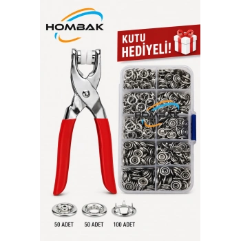 200 adet Paslanmaz Çelik Çıtçıt ve Pense Seti Metal Çıt Çıt Makinesi 50 set Çıtçıt