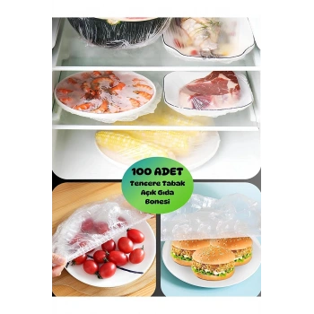 100 Adet Pratik Streç Kapak Tencere Ve Tabak Bonesi | Gida Koruyucu Çözüm