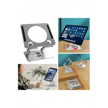 360 Derece Dönebilen Yükseltilmiş Masaüstü Ayarlanabilir Metal Tablet Standı