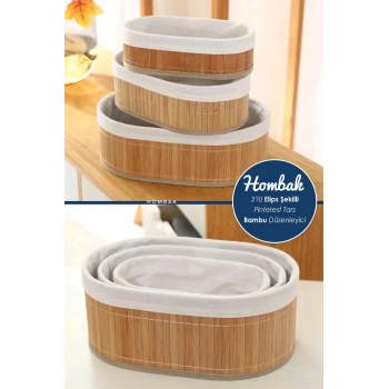 3lü Pinterest Stil Bambu Sepet Çok Amaçlı Kullanım Bambu Hasır Sepet