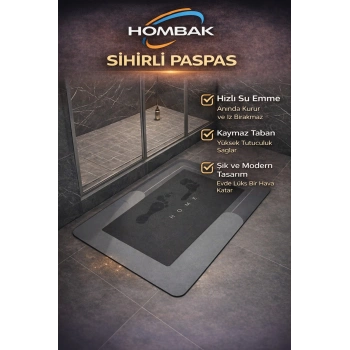Home Sihirli Su Emici Banyo Paspası Kaymaz Tabanlı Abdest Paspası 3 Mm 38x58