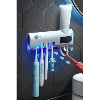 Diş Fırçası Tutacağı ve Uv Sterilizatörü Diş Fırçası Düzenleyeci Otomatik Diş Macunu Sıkıcı