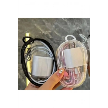 Şarj aleti düzenleyici şarj aleti kulaklık taşıma çantası mini şeffaf çanta