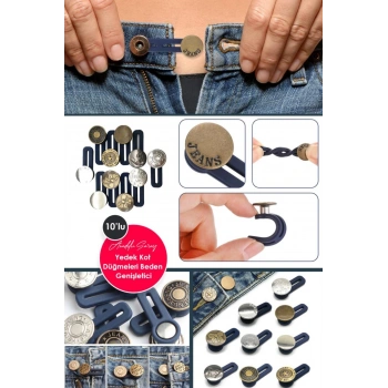 10 Adet Sihirli Metal Düğme Kot Pantolon Bel Genişletici Yedek Kot Düğmeleri Etek Bel Genişletici