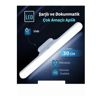Dokunmatik Led Usb Şarjlı Aplik Kablosuz Mıknatıslı Lamba 3 Farklı Işık Rengi
