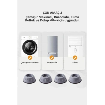 4Lü Ayak Seti Buzdolabı Çamaşır Bulaşık Makinesi Klima Koltuk Kanepe Masa Altlığı Ayağı Stoper