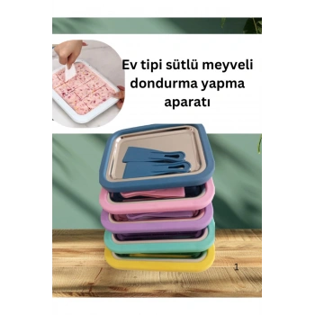 Ev Tipi Spatulalı Meyveli Sütlü Dondurma Yapma Tavası Aparatı Dondurma tava